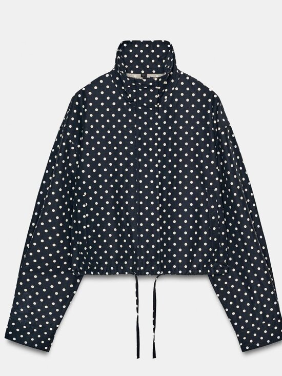 Zara Jackets & Blazers - Zara Navy Blue polka dot jacket size small